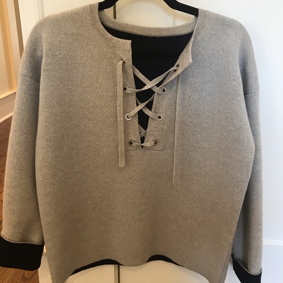 J. Crew Collection Bonded LaceUp Sweater - Picture 2 of 4